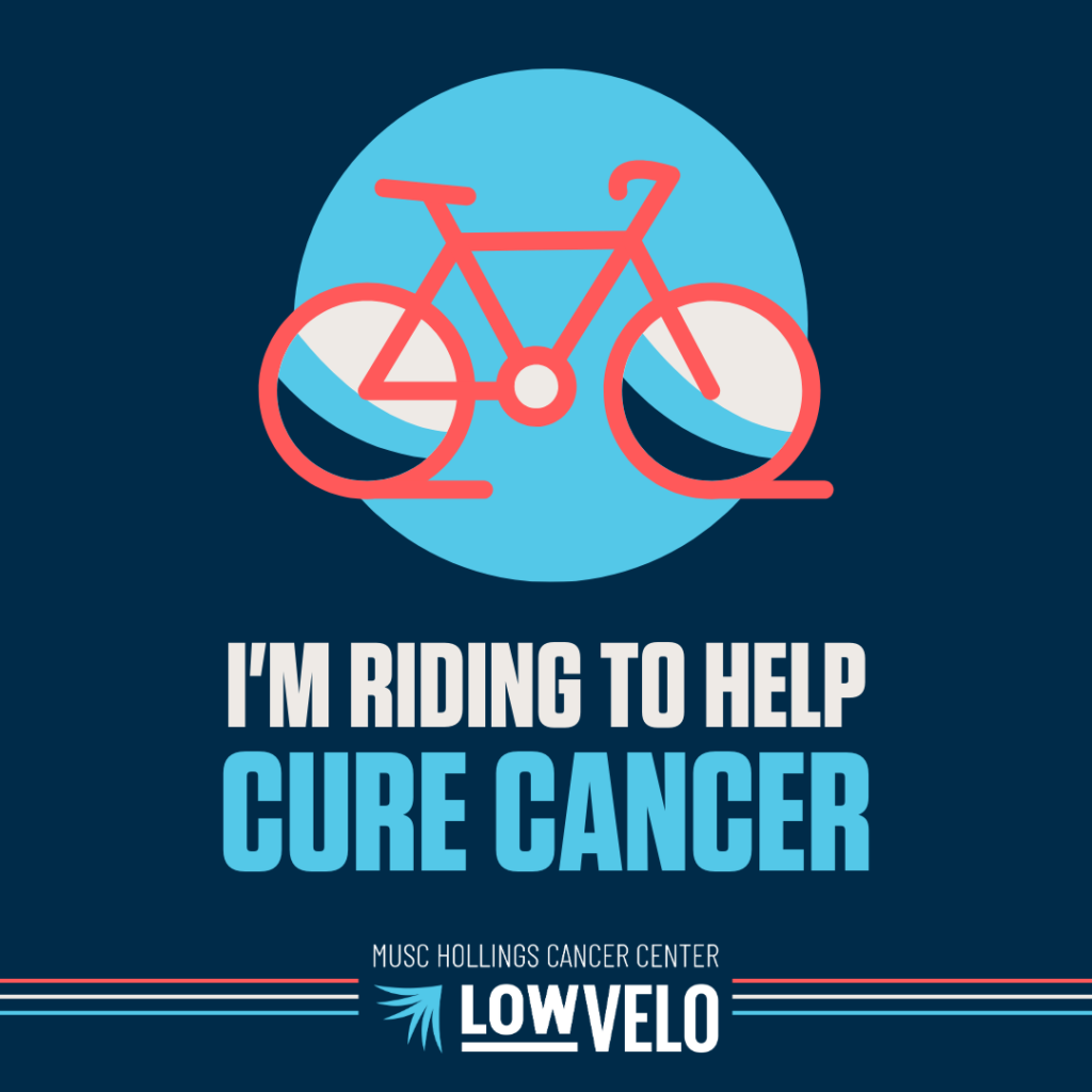 graphic that says I'm riding to cure cancer
