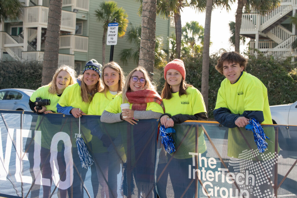 group of volunteers at the finish
