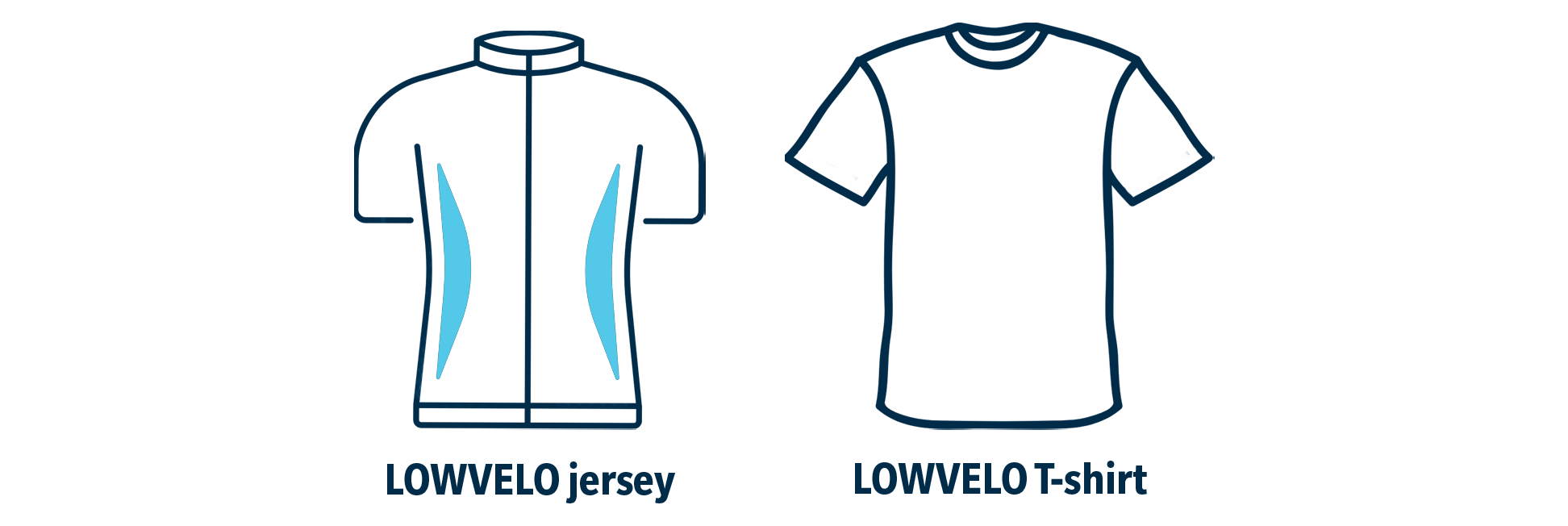graphic showing a Lowvelo T shirt and a Lowvelo jersey